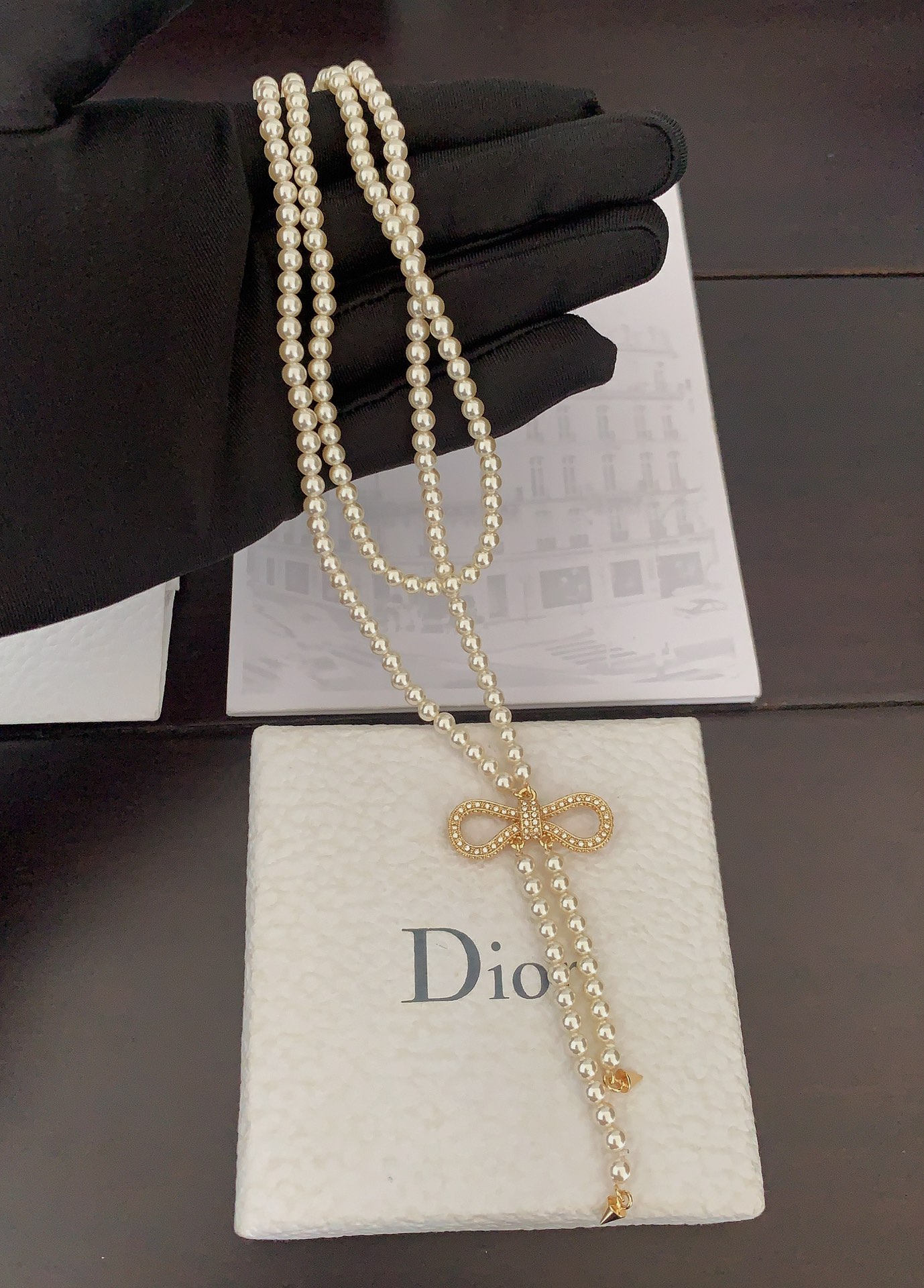 Dior Колье латунь жемчуг