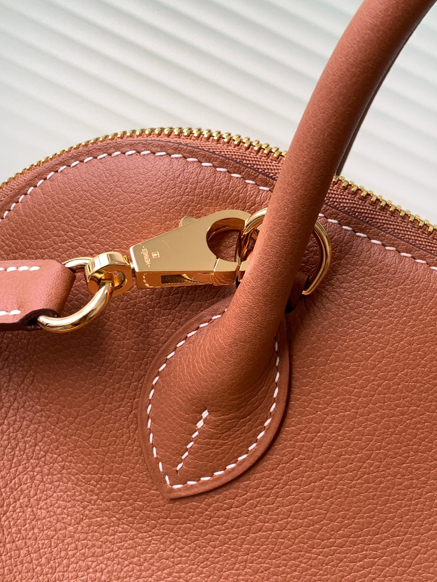 Bolide 25cm Bowling Bag - Gold Brown, Full Handmade, EV Leather 8 a1721893311675 3880