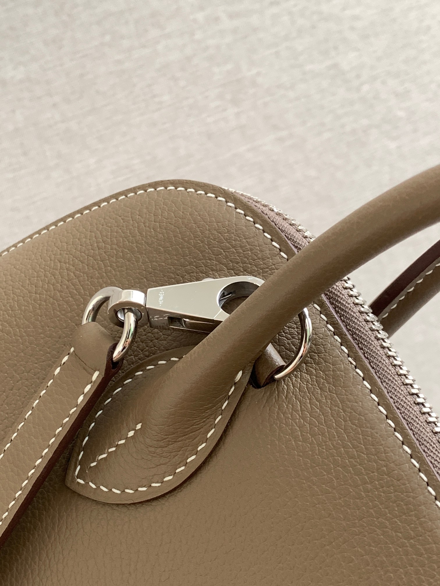 Bolide 25cm Handcrafted EV Leather Bowling Bag, Elephant Gray with Silver Hardware 7 a1721896256589 2132