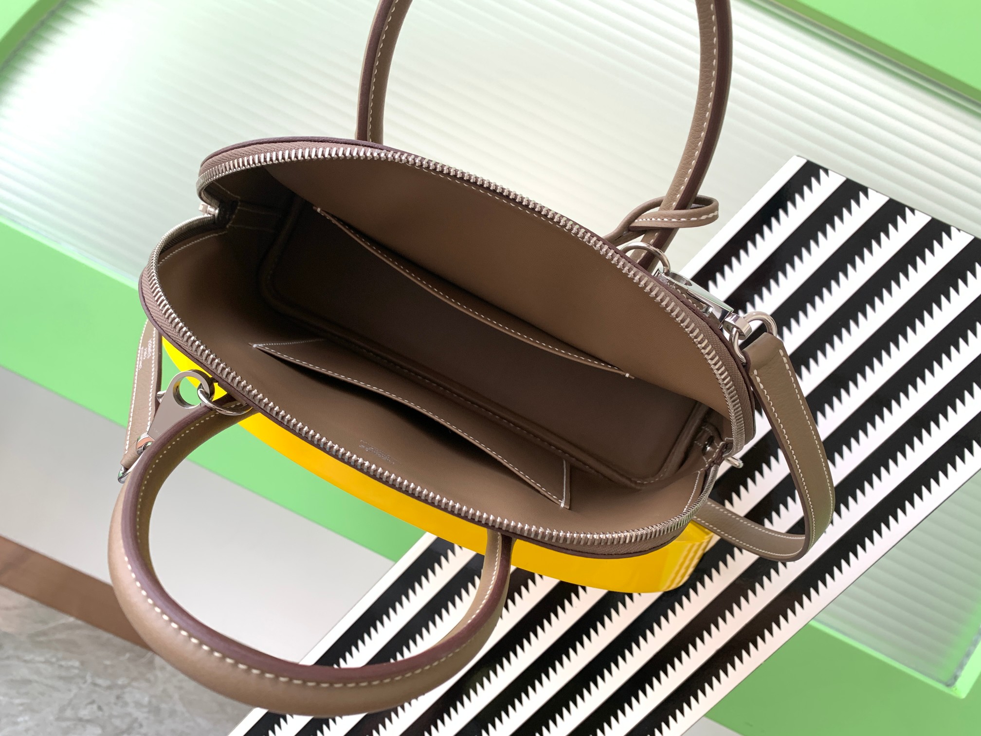 Bolide 25cm Handcrafted EV Leather Bowling Bag, Elephant Gray with Silver Hardware 9 a1721896256609 6170