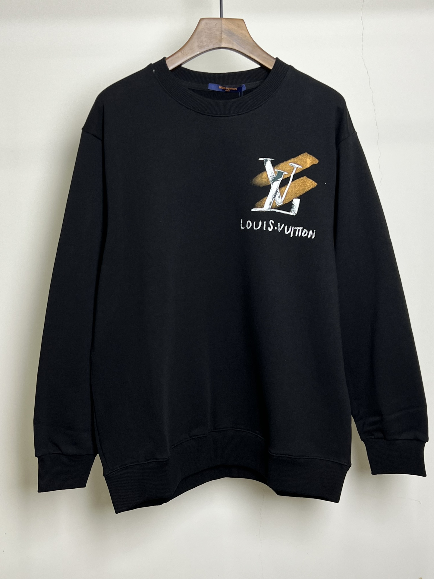 Louis Vuitton Men's Black Cotton Sweatshirt with Airplane Logo, S-XL