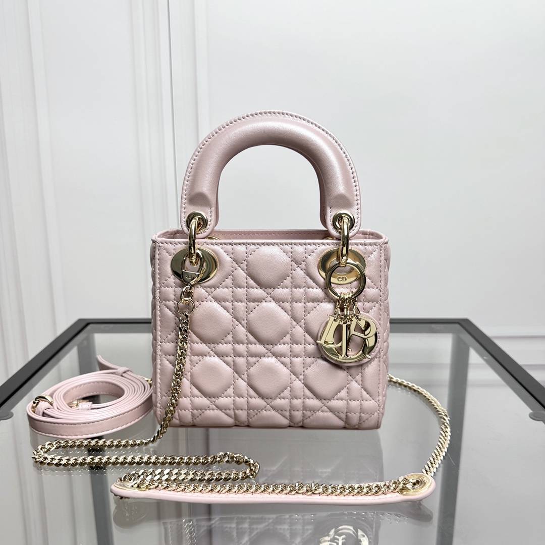 Dior Lady Bolsos de mano Bolsos cruzados y bandoleras Rosa Piel de oveja