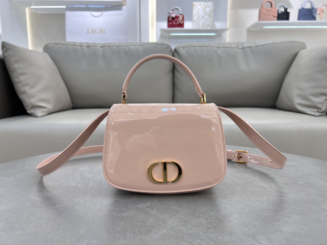 Dior Montaigne Avenue Taschen Handtaschen Gold Rosa Vintage Rindsleder Lackleder Winterkollektion