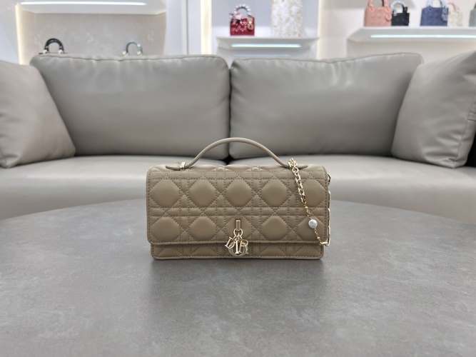 Lady Dior Pearl Embellished Clutch Lambskin Apricot with Chain Strap 1 Lady Dior Pearl Embellished Clutch Lambskin Apricot with Chain Strap