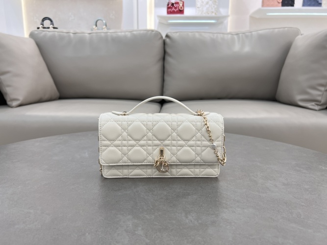 Lady Dior Pearl Embellished White Lambskin Clutch with Chain and Handle 1 Lady Dior Pearl Embellished White Lambskin Clutch with Chain and Handle