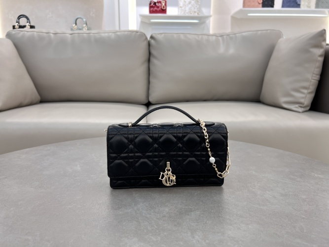 Lady Dior Black Lambskin Pearl Embellished Clutch with Chain 1 Lady Dior Black Lambskin Pearl Embellished Clutch with Chain