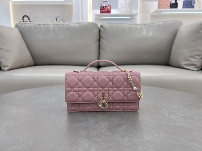 Lady Dior Lambskin Clutch with Pearl Chain - Elegant & Functional Design 1 Lady Dior Lambskin Clutch with Pearl Chain - Elegant & Functional Design