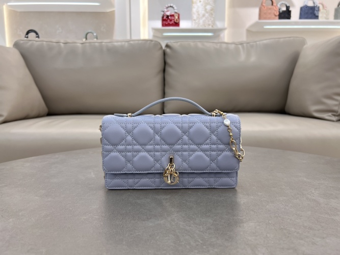 Lady Dior Pearl Embellished Lambskin Clutch Bag - Pale Blue 1 Lady Dior Pearl Embellished Lambskin Clutch Bag - Pale Blue