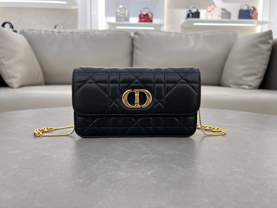 Dior Caro Taschen Handtaschen 1: 1 Klon
 Schwarz Gold Vintage Schaffell Frühlingskollektion Ketten