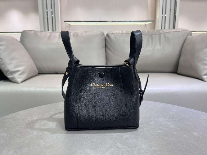 Dior Signature Black Leather Bucket Bag with Detachable Strap 1 Dior Signature Black Leather Bucket Bag with Detachable Strap