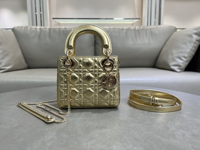Dior Lady Dior Mini Bag Gold Lambskin Cannage, 17 cm 1 Dior Lady Dior Mini Bag Gold Lambskin Cannage, 17 cm