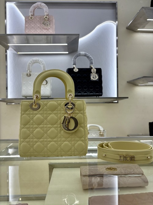 Dior Lady Dior Mini Bag Lambskin Chick Yellow with Alphabet Strap 1 Dior Lady Dior Mini Bag Lambskin Chick Yellow with Alphabet Strap