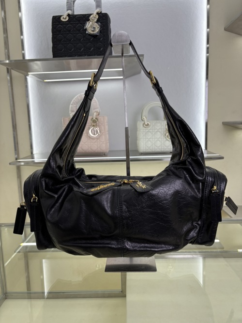 Dior Grand Tour Multipocket Black Crinkled Leather Shoulder Bag 1 Dior Grand Tour Multipocket Black Crinkled Leather Shoulder Bag
