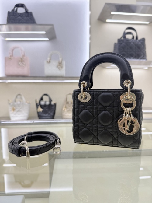 Dior Micro Lady Bag Black Lambskin Leather with Adjustable Strap 1 Dior Micro Lady Bag Black Lambskin Leather with Adjustable Strap