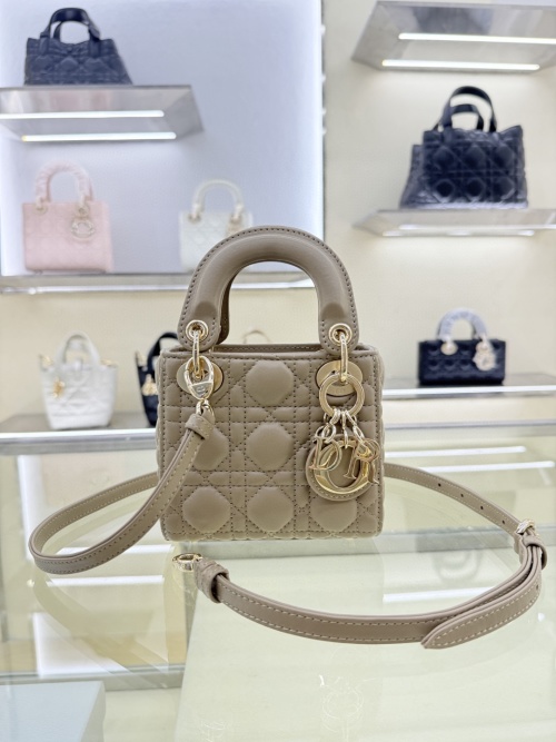 Dior Micro Lady Bag, Lambskin Leather, Almond Color, 12x10x5cm - Iconic Design 1 Dior Micro Lady Bag, Lambskin Leather, Almond Color, 12x10x5cm - Iconic Design