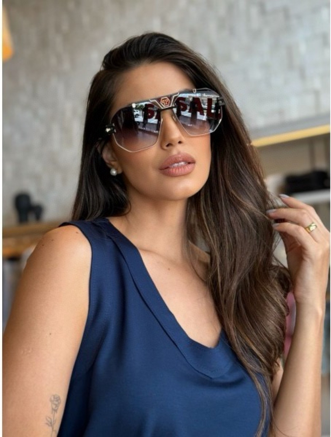 Philipp Plein SP183V Sunglasses with 23KT Gold and Diamond Detail - 图片 2