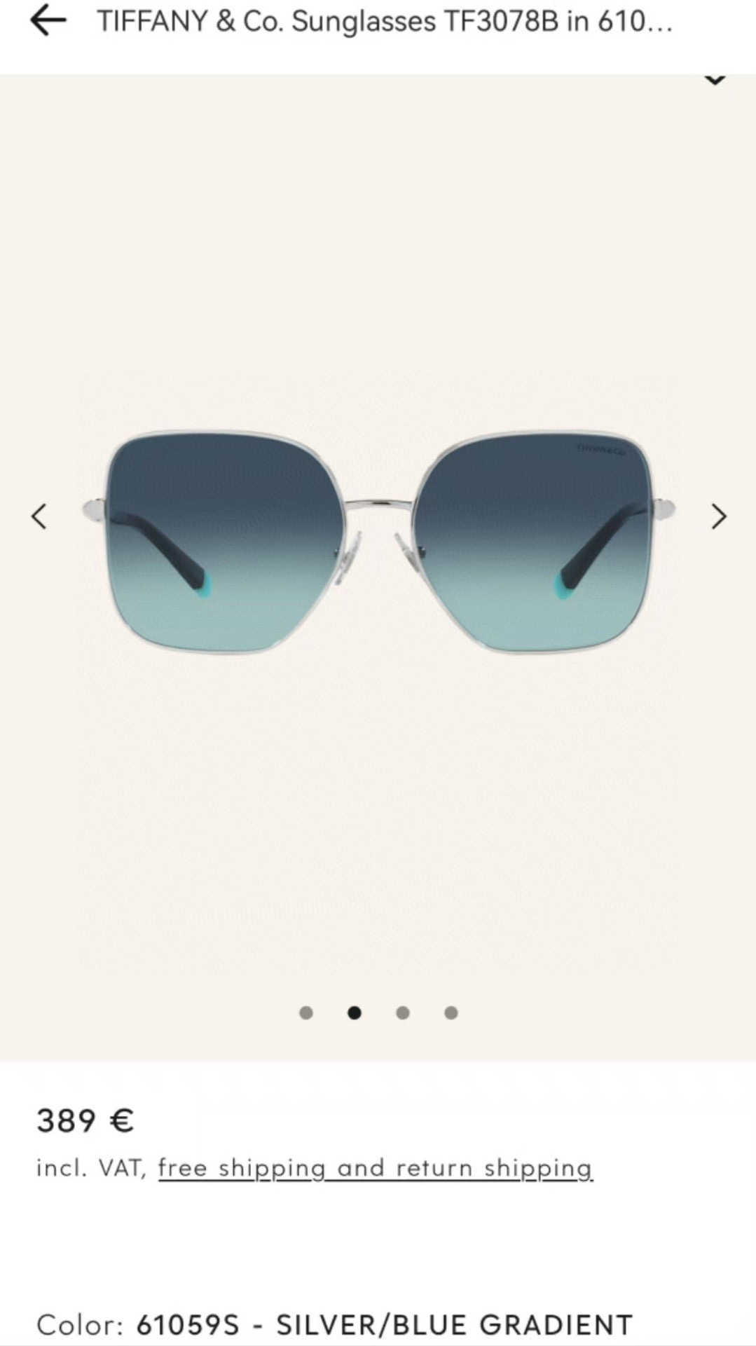  TIFFANY&Co.
MODEL：TF3078B
SIZE：60口16-140