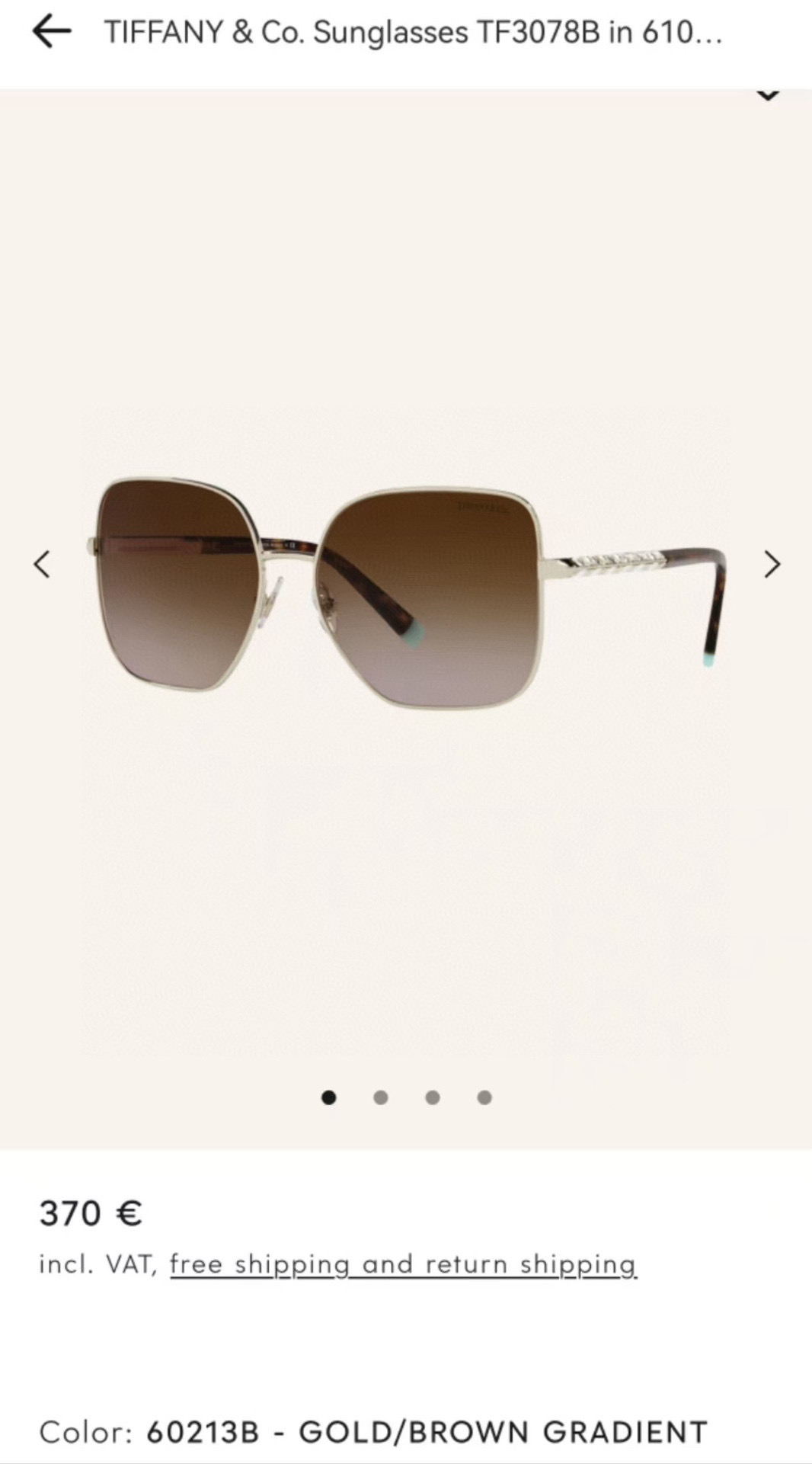  TIFFANY&Co.
MODEL：TF3078B
SIZE：60口16-140