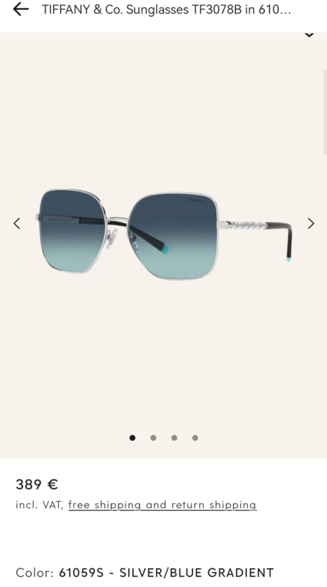  TIFFANY&Co.
MODEL：TF3078B
SIZE：60口16-140