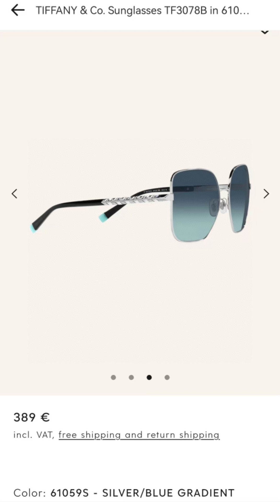  TIFFANY&Co.
MODEL：TF3078B
SIZE：60口16-140