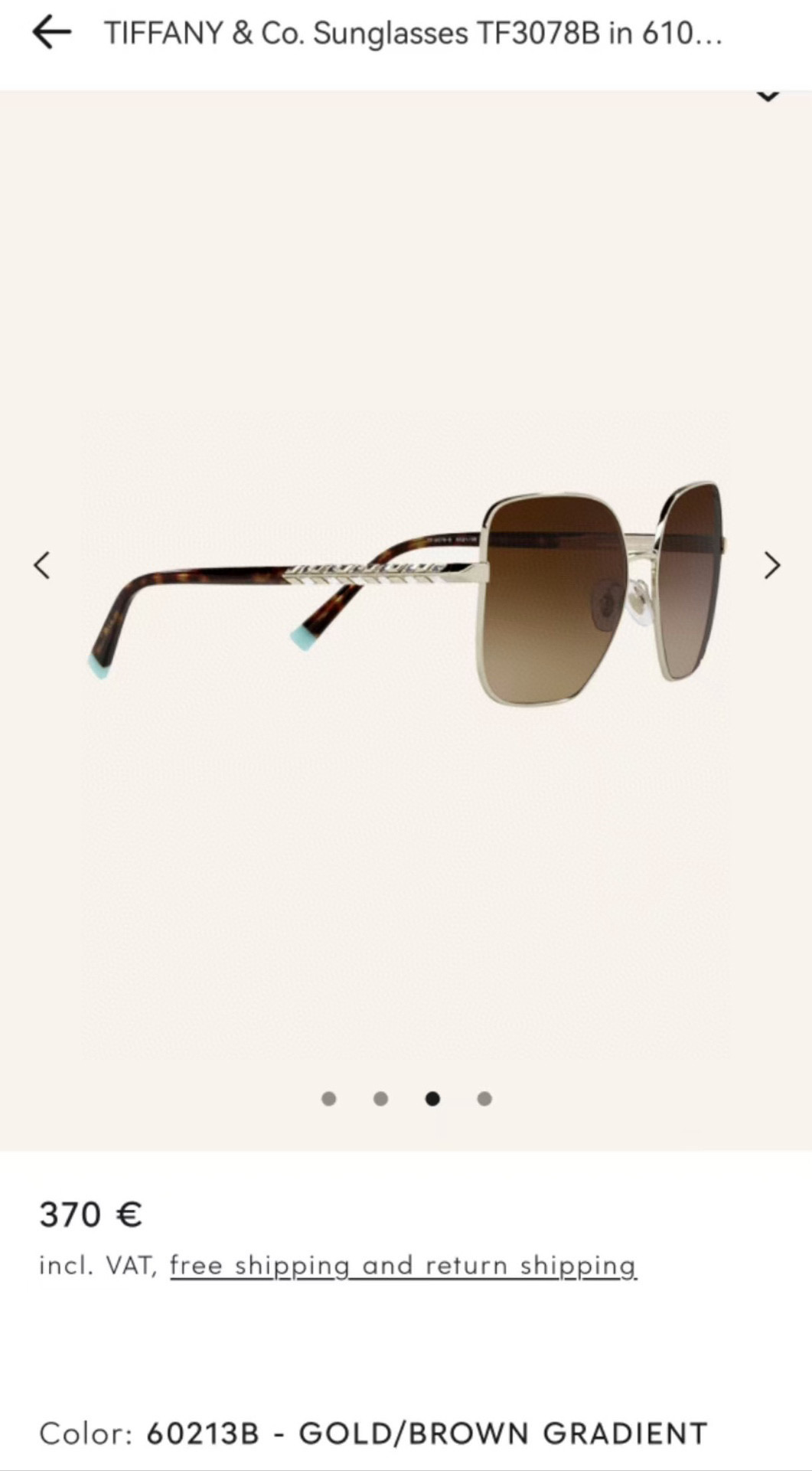  TIFFANY&Co.
MODEL：TF3078B
SIZE：60口16-140