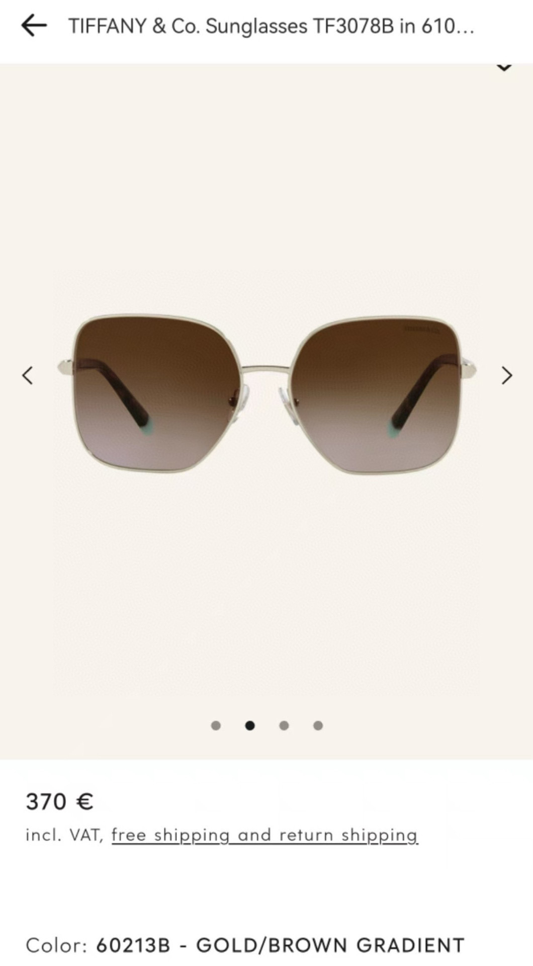  TIFFANY&Co.
MODEL：TF3078B
SIZE：60口16-140