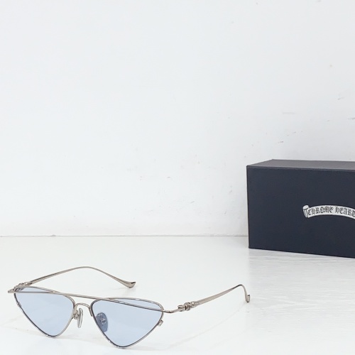 Chrome Heart CH8255 Silver Frame Triangle Sunglasses for Women, Size 57-20-150 1 Chrome Heart CH8255 Silver Frame Triangle Sunglasses for Women, Size 57-20-150