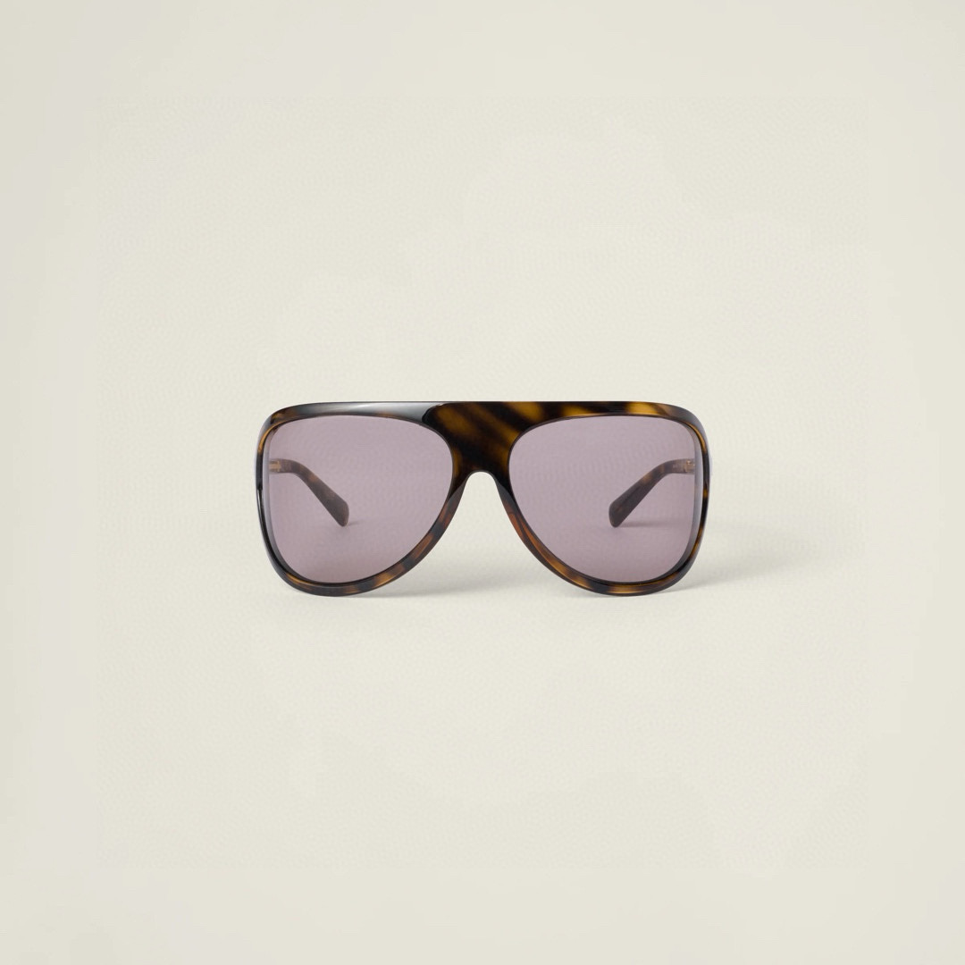 Miu Miu SMU A015 Havana Shield Sunglasses, 75mm Lens, Stylish and Protective