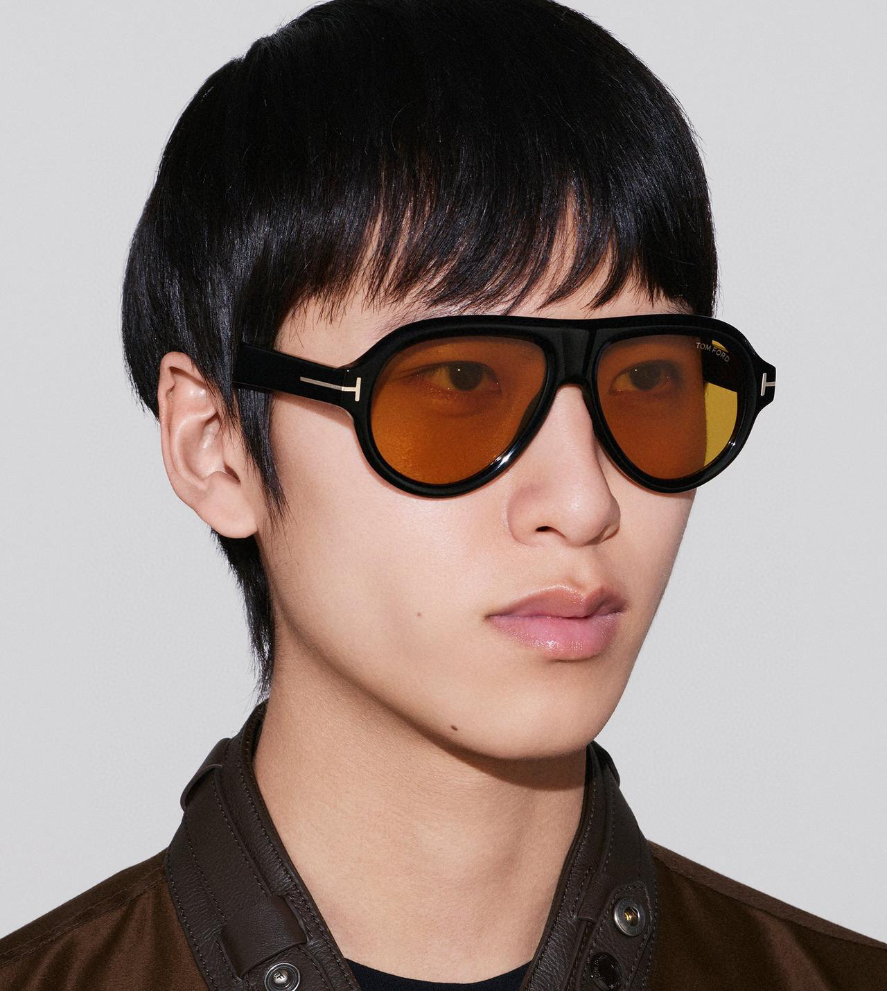 Tom Ford FT1225 Black Aviator Sunglasses with Orange Lens - 59mm