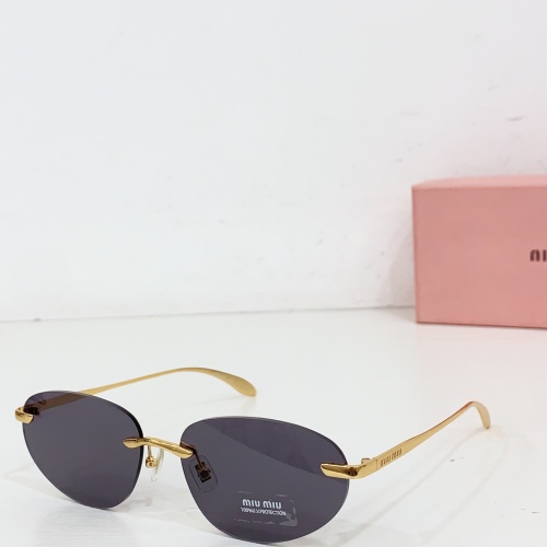 Miu Miu Women's Rimless Sunglasses SMUA92S - Gold Frame, Gray Lens, 60mm 1 Miu Miu Women's Rimless Sunglasses SMUA92S - Gold Frame, Gray Lens, 60mm
