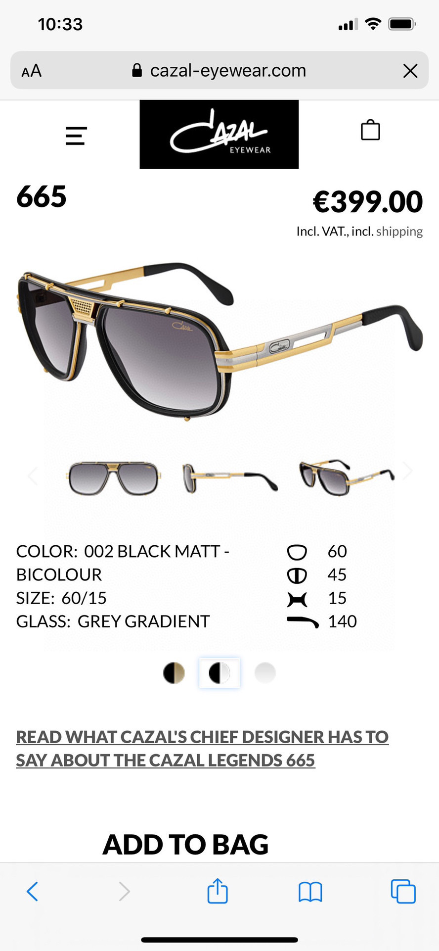 Cazal Legends 665 Black Matt Bicolour Sunglasses Grey Gradient Lens