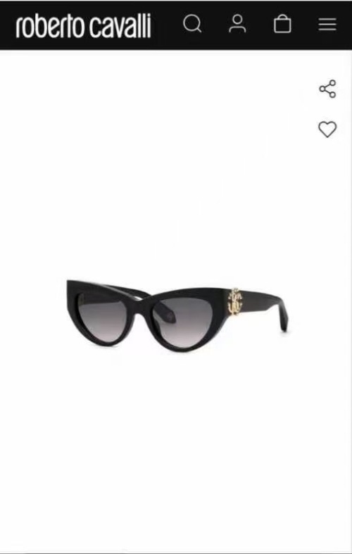 Roberto Cavalli Women's SRC017M Black Cat Eye Sunglasses 53mm Lens