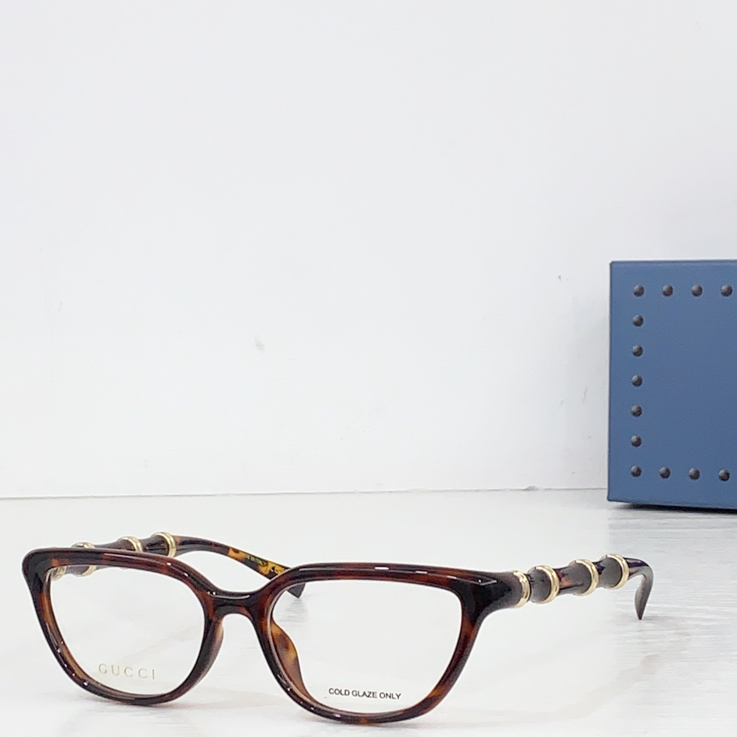 Gucci Women's Cat Eye Eyeglasses Tortoise Frame with Bamboo Arms