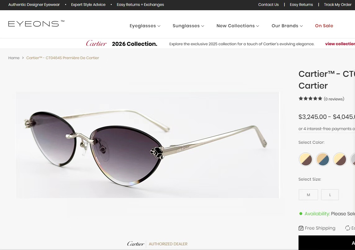Cartie* MODEL：CT0763S SIZE:58□17 143  