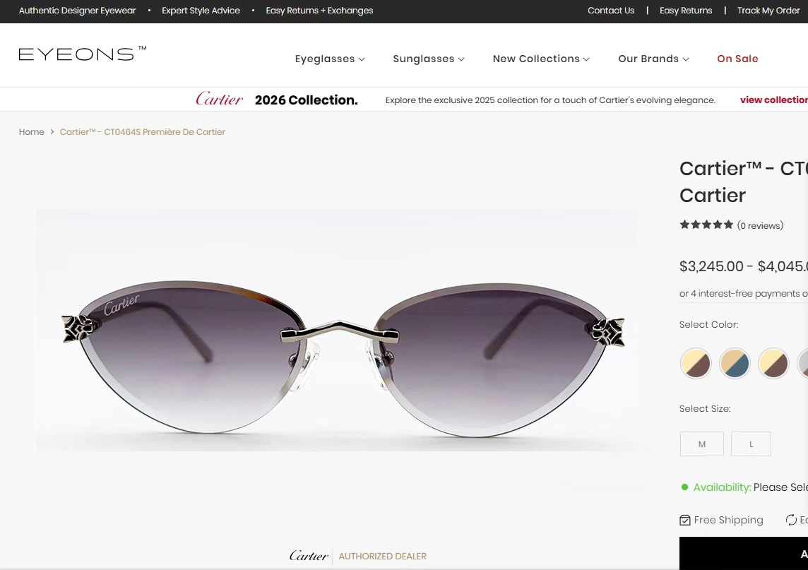 Cartie* MODEL：CT0763S SIZE:58□17 143  