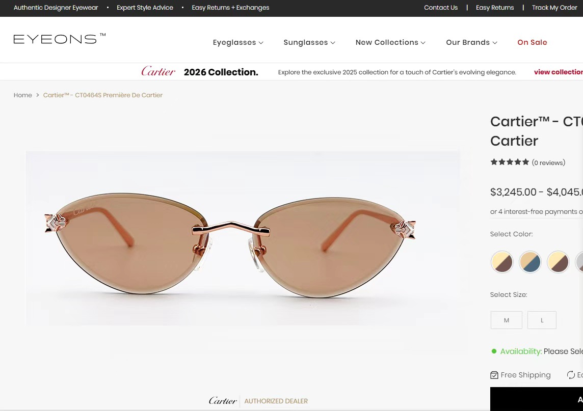 Cartie* MODEL：CT0763S SIZE:58□17 143  