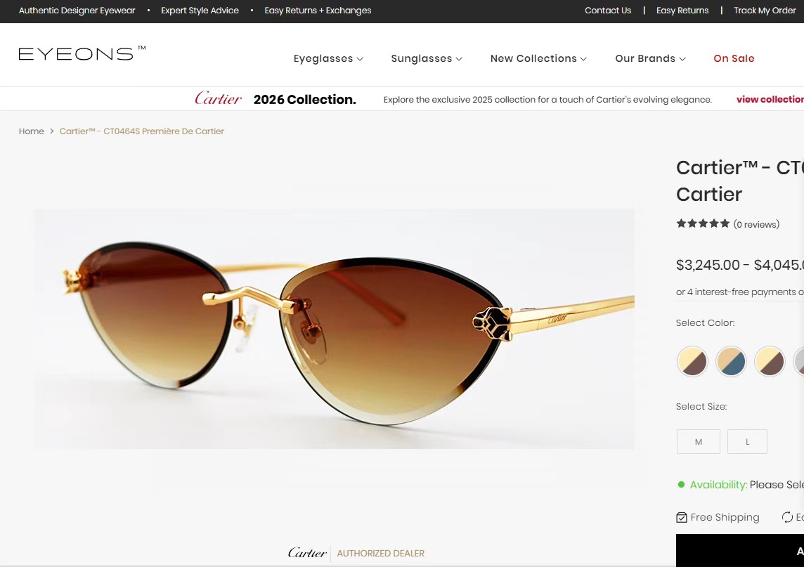Cartie* MODEL：CT0763S SIZE:58□17 143  