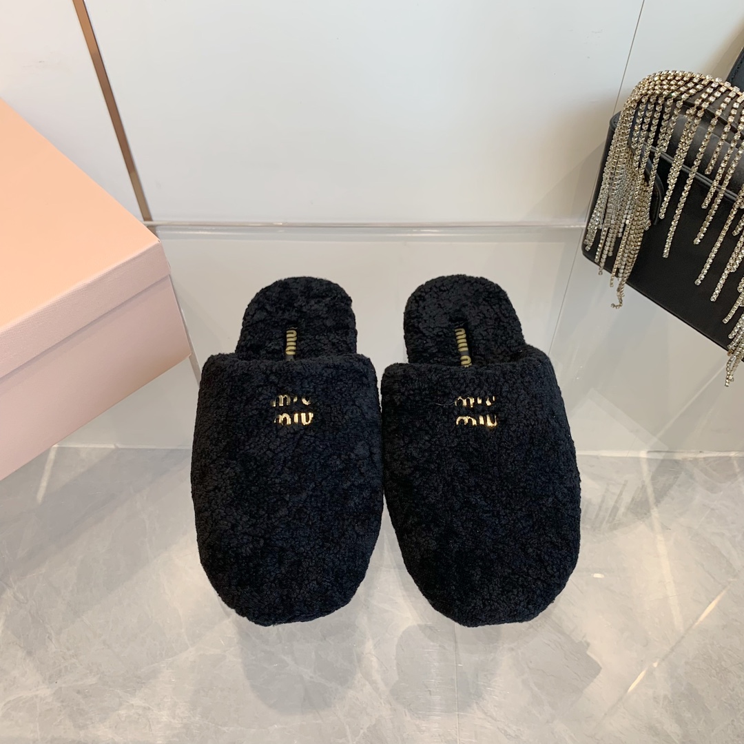 MiuMiu Shoes Half Slippers Mules Rubber Wool Fall Collection