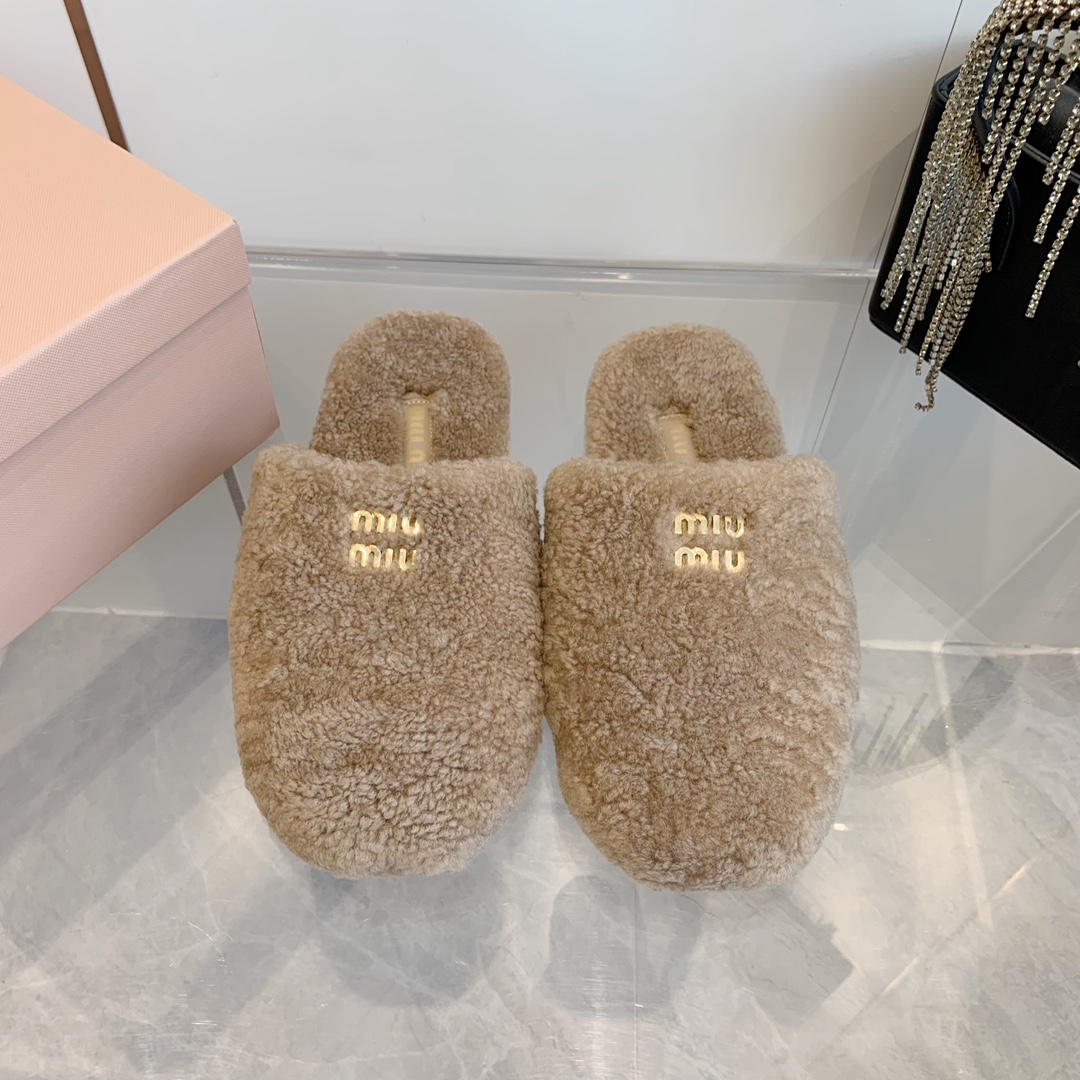 Replica For Cheap
 MiuMiu Shoes Half Slippers Mules Rubber Wool Fall Collection