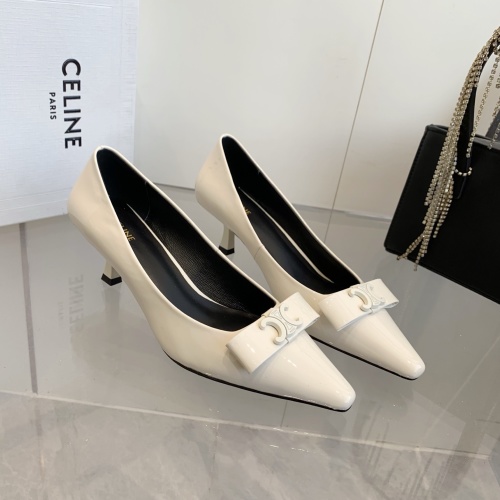 Celine Triomphe T-Strap Kitten Heels in Calfskin Leather - Pointed Toe Pumps 23 Celine Triomphe T-Strap Kitten Heels in Calfskin Leather - Pointed Toe Pumps