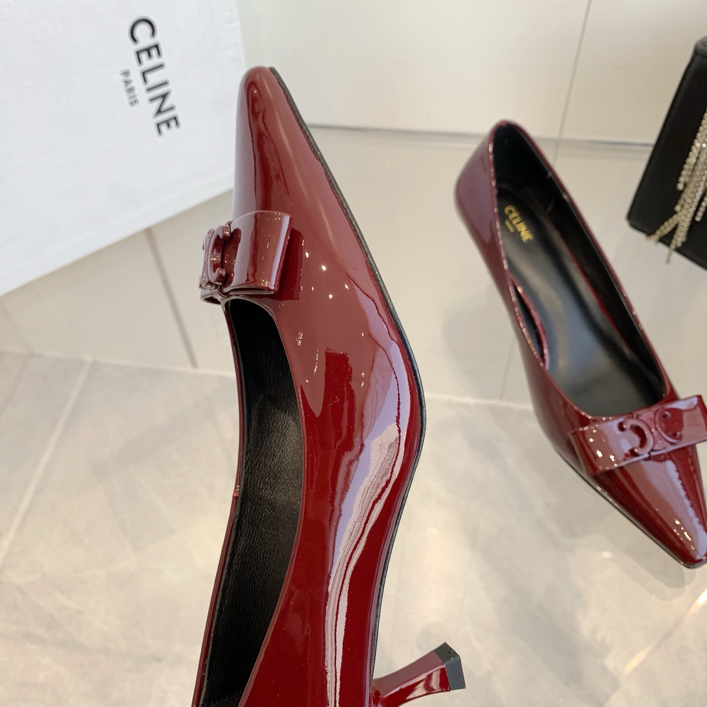 Celine Triomphe T-Strap Kitten Heels in Patent Calfskin - Elegant & Chic 7 i1739946738063 2633 0 5
