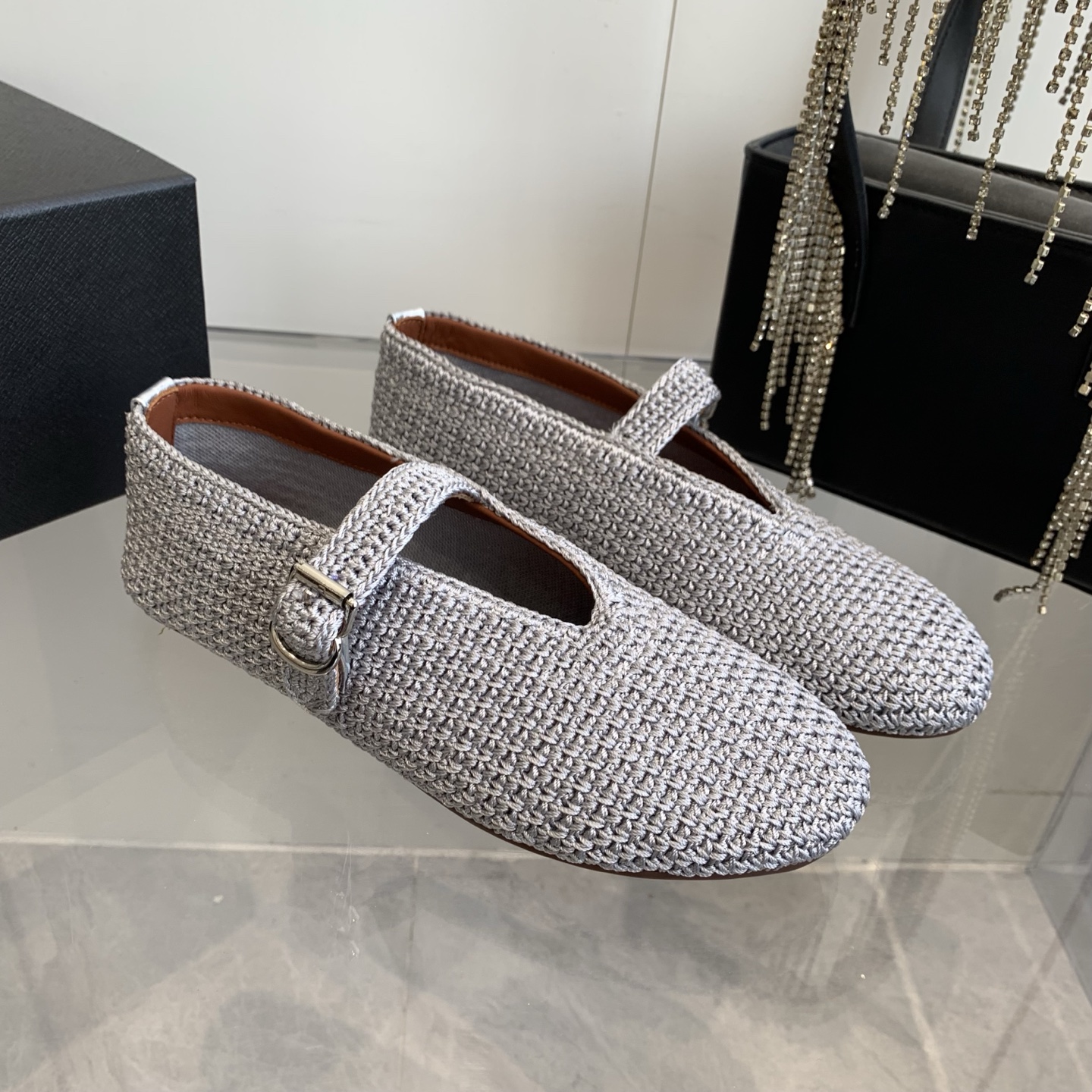 ALAIA Ballet Flats 25AW Wool Knit Mary Jane Shoes - Elegant & Comfortable