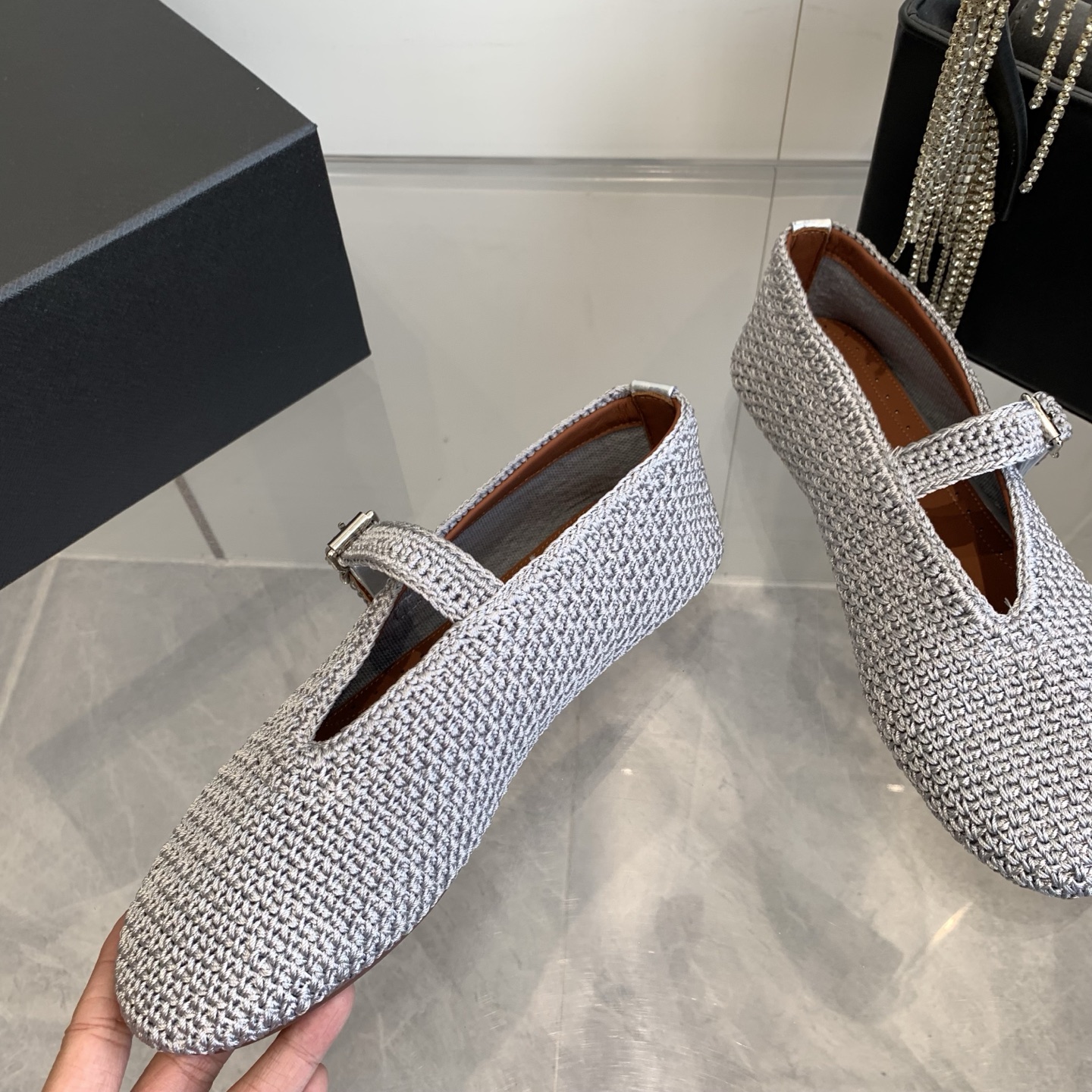 ALAIA Ballet Flats 25AW Wool Knit Mary Jane Shoes - Elegant & Comfortable 5 i1740554877903 3106 0 3