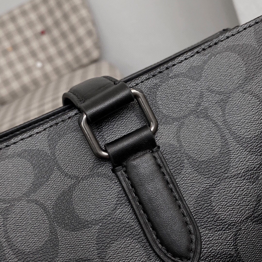 Coach 新款男包VARSITY条纹GRAHAM托特包c3232单肩斜挎手提公文包6707卡其，尺寸35.37.8