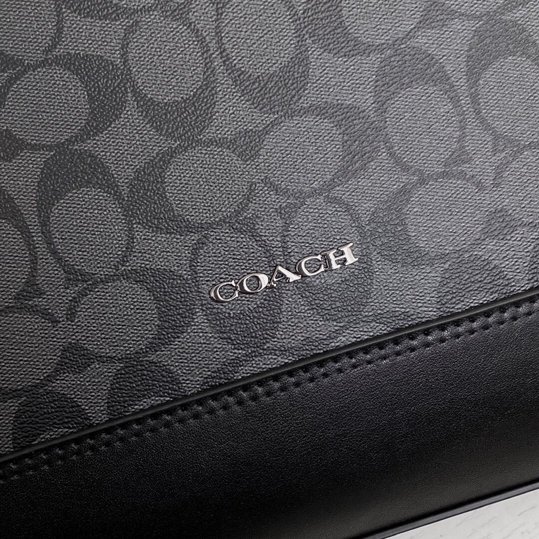 Coach 新款男包VARSITY条纹GRAHAM托特包c3232单肩斜挎手提公文包6707卡其，尺寸35.37.8
