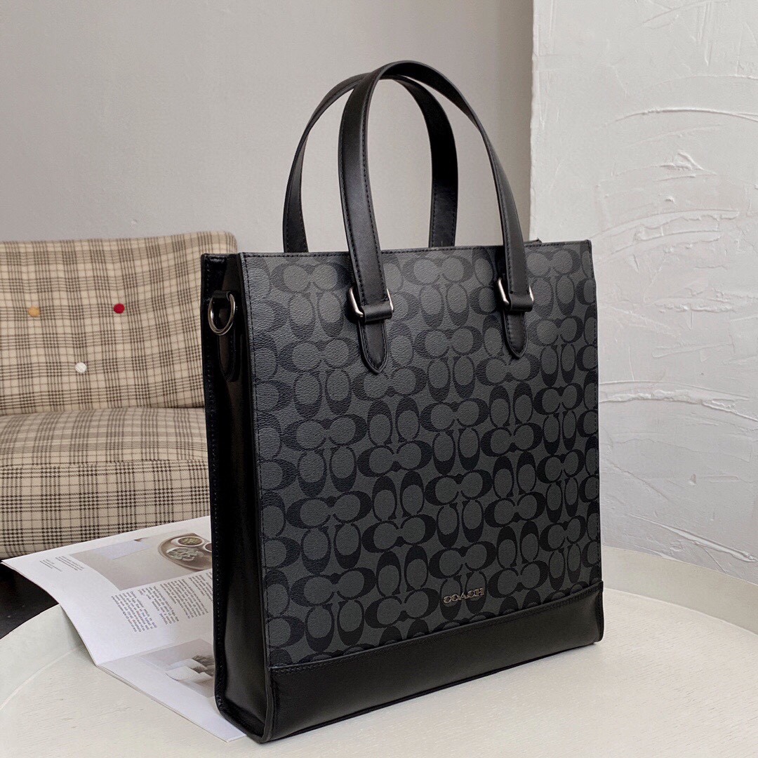Coach 新款男包VARSITY条纹GRAHAM托特包c3232单肩斜挎手提公文包6707卡其，尺寸35.37.8