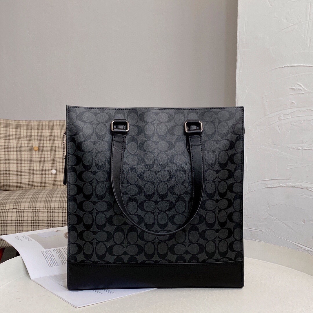 Coach 新款男包VARSITY条纹GRAHAM托特包c3232单肩斜挎手提公文包6707卡其，尺寸35.37.8