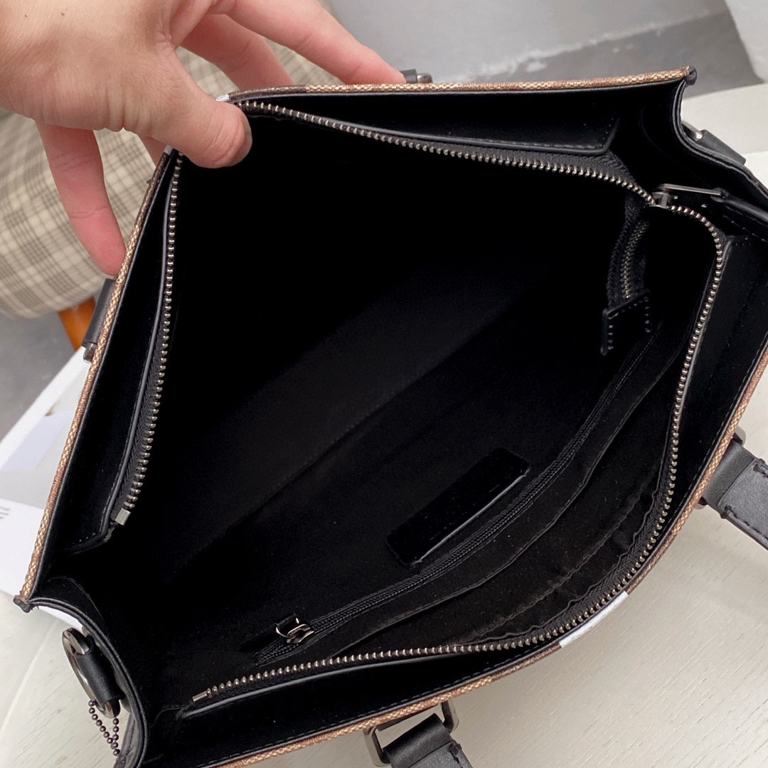 Coach 新款男包VARSITY条纹GRAHAM托特包c3232单肩斜挎手提公文包6707卡其，尺寸35.37.8