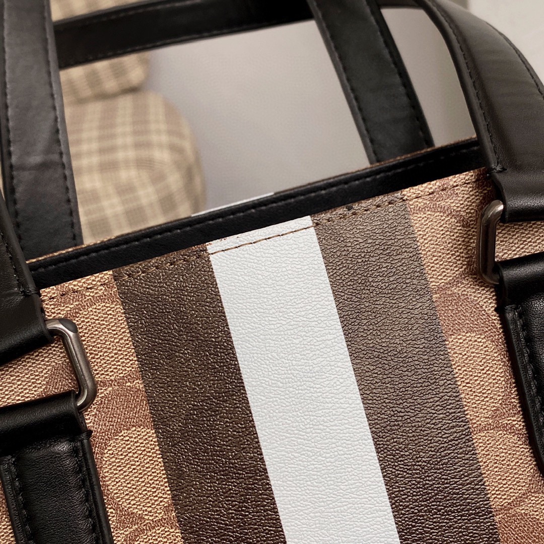 Coach 新款男包VARSITY条纹GRAHAM托特包c3232单肩斜挎手提公文包6707卡其，尺寸35.37.8