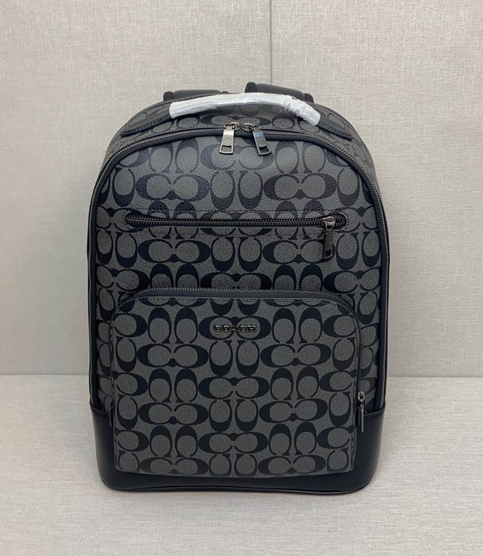 Coach CL962两色 ，双肩背包印花休闲真皮配织物2个信用卡槽2个插笔袋附拉绳扣条带内置拉链袋和多功能袋内置数码产品袋
